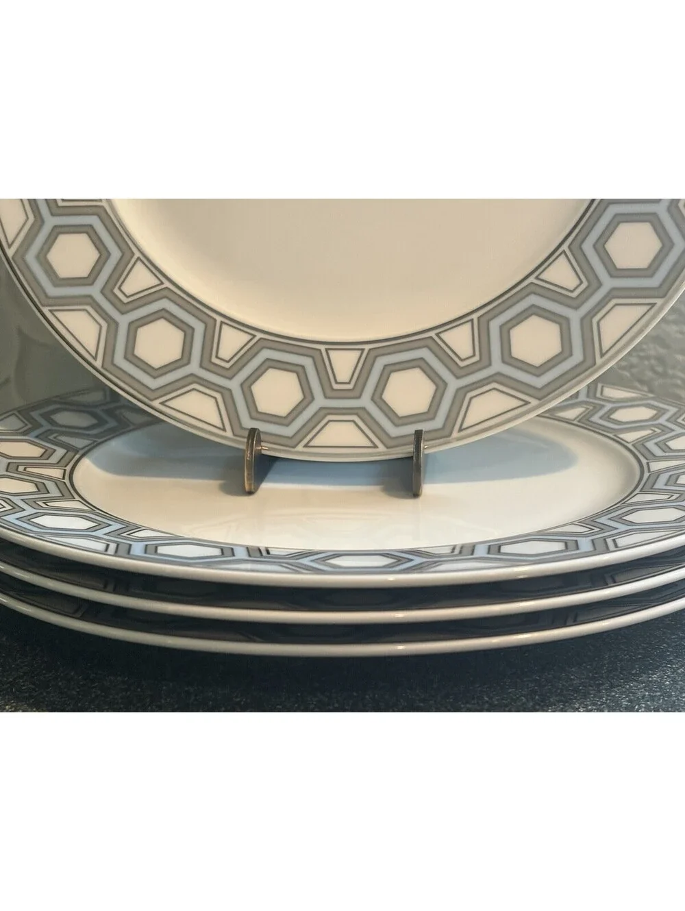 Jonathan Adler Happy Home Dinner Plates Hexagon- Set of 4